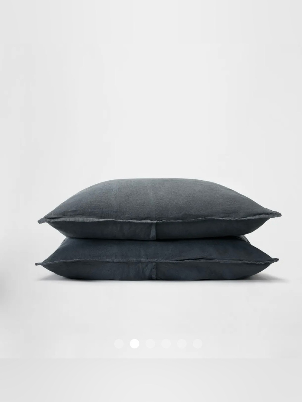 $91.50 Silk&Snow New! 100% Flax Linen, 2 Pillow Shams, Flint Black, Standard
